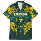 Custom Kangaroos Rugby Hawaiian Shirt Polynesian Tribal Pattern Green Gold National Team