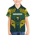 Custom Kangaroos Rugby Hawaiian Shirt Polynesian Tribal Pattern Green Gold National Team