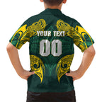 Custom Kangaroos Rugby Hawaiian Shirt Polynesian Tribal Pattern Green Gold National Team