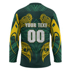 Custom Kangaroos Rugby Hockey Jersey Polynesian Tribal Pattern Green Gold National Team