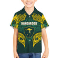Custom Kangaroos Rugby Kid Hawaiian Shirt Polynesian Tribal Pattern Green Gold National Team