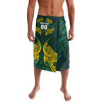 Custom Kangaroos Rugby Lavalava Polynesian Tribal Pattern Green Gold National Team