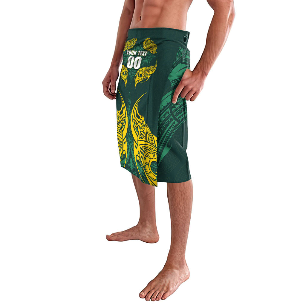 Custom Kangaroos Rugby Lavalava Polynesian Tribal Pattern Green Gold National Team