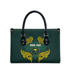 Custom Kangaroos Rugby Leather Bag Polynesian Tribal Pattern Green Gold National Team