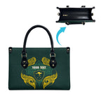 Custom Kangaroos Rugby Leather Bag Polynesian Tribal Pattern Green Gold National Team