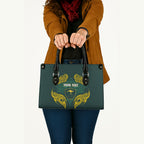 Custom Kangaroos Rugby Leather Bag Polynesian Tribal Pattern Green Gold National Team
