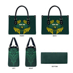 Custom Kangaroos Rugby Leather Bag Polynesian Tribal Pattern Green Gold National Team