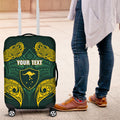Custom Kangaroos Rugby Luggage Cover Polynesian Tribal Pattern Green Gold National Team
