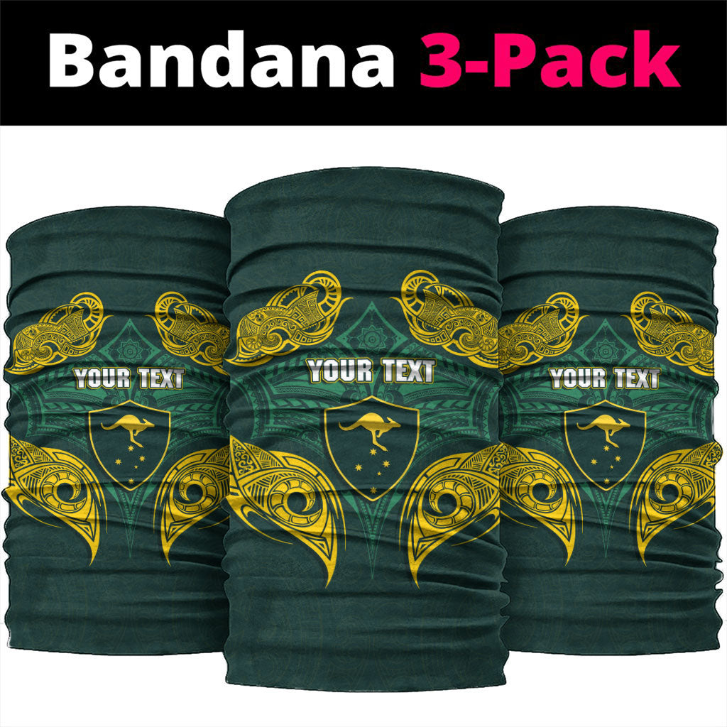 Custom Kangaroos Rugby Neck Gaiter Polynesian Tribal Pattern Green Gold National Team