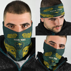 Custom Kangaroos Rugby Neck Gaiter Polynesian Tribal Pattern Green Gold National Team