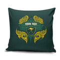 Custom Kangaroos Rugby Pillow Cover Polynesian Tribal Pattern Green Gold National Team