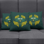 Custom Kangaroos Rugby Pillow Cover Polynesian Tribal Pattern Green Gold National Team