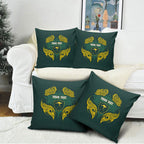 Custom Kangaroos Rugby Pillow Cover Polynesian Tribal Pattern Green Gold National Team