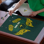 Custom Kangaroos Rugby Puzzle Polynesian Tribal Pattern Green Gold National Team