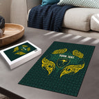 Custom Kangaroos Rugby Puzzle Polynesian Tribal Pattern Green Gold National Team