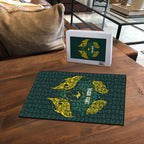 Custom Kangaroos Rugby Puzzle Polynesian Tribal Pattern Green Gold National Team