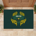 Custom Kangaroos Rugby Rubber Doormat Polynesian Tribal Pattern Green Gold National Team