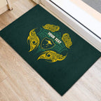 Custom Kangaroos Rugby Rubber Doormat Polynesian Tribal Pattern Green Gold National Team