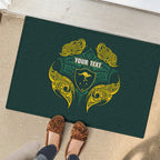 Custom Kangaroos Rugby Rubber Doormat Polynesian Tribal Pattern Green Gold National Team