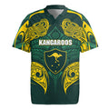 Custom Kangaroos Rugby Rugby Jersey Polynesian Tribal Pattern Green Gold National Team