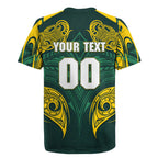 Custom Kangaroos Rugby Rugby Jersey Polynesian Tribal Pattern Green Gold National Team