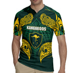 Custom Kangaroos Rugby Rugby Jersey Polynesian Tribal Pattern Green Gold National Team
