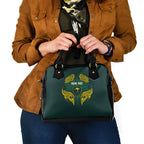 Custom Kangaroos Rugby Shoulder Handbag Polynesian Tribal Pattern Green Gold National Team