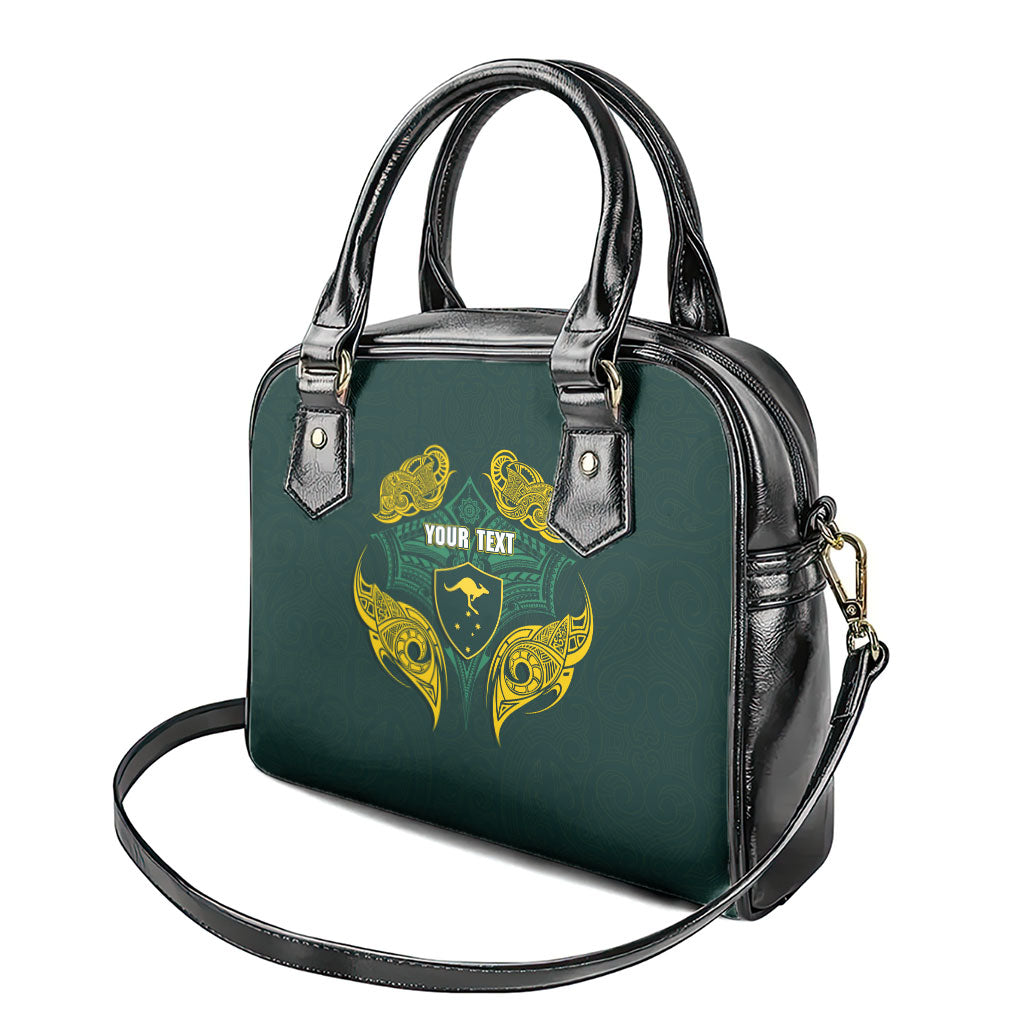 Custom Kangaroos Rugby Shoulder Handbag Polynesian Tribal Pattern Green Gold National Team