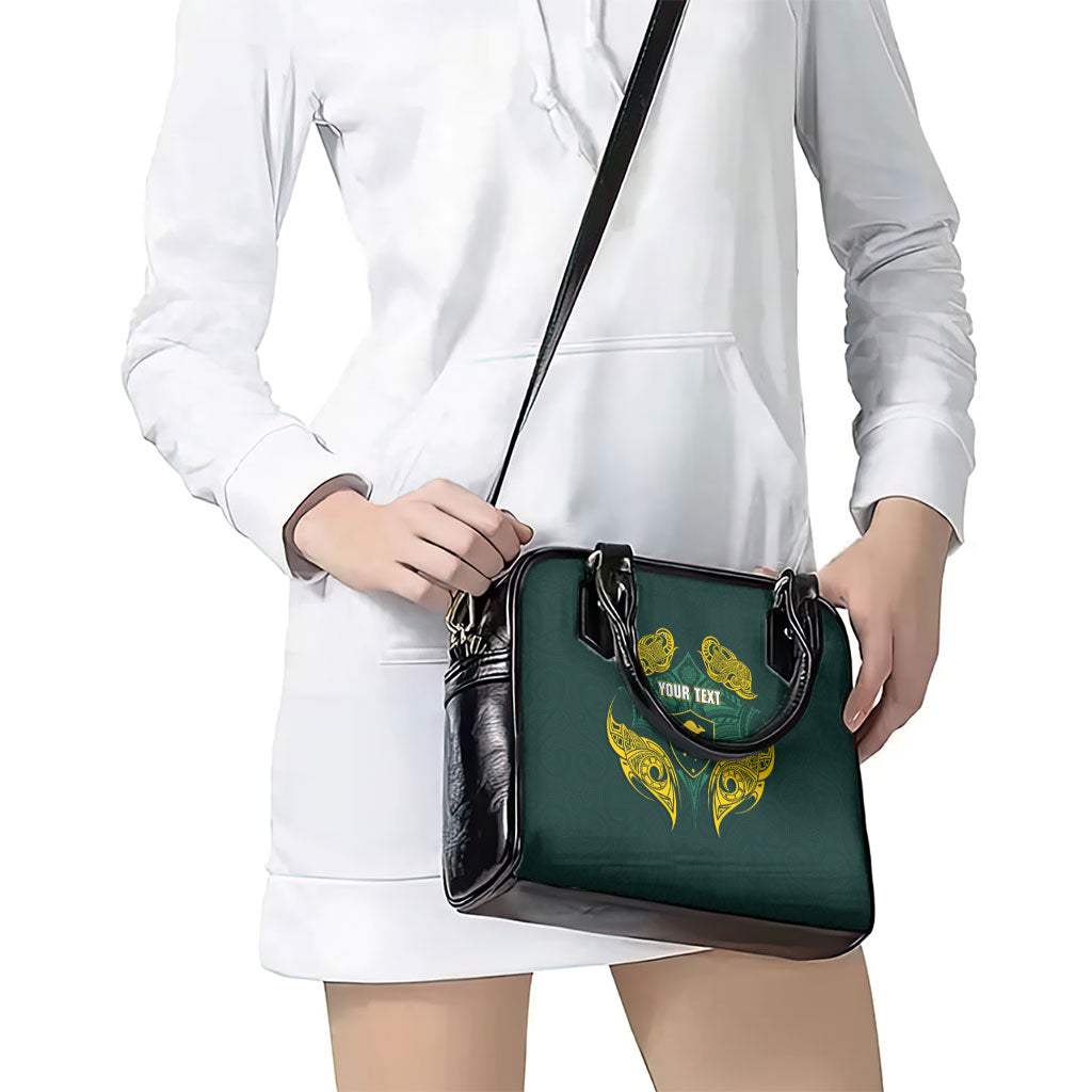 Custom Kangaroos Rugby Shoulder Handbag Polynesian Tribal Pattern Green Gold National Team