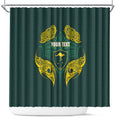 Custom Kangaroos Rugby Shower Curtain Polynesian Tribal Pattern Green Gold National Team