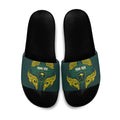 Custom Kangaroos Rugby Slide Sandals Polynesian Tribal Pattern Green Gold National Team