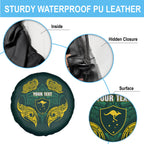 Custom Kangaroos Rugby Spare Tire Cover Polynesian Tribal Pattern Green Gold National Team