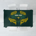 Custom Kangaroos Rugby Tablecloth Polynesian Tribal Pattern Green Gold National Team