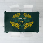 Custom Kangaroos Rugby Tablecloth Polynesian Tribal Pattern Green Gold National Team