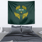 Custom Kangaroos Rugby Tapestry Polynesian Tribal Pattern Green Gold National Team