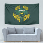 Custom Kangaroos Rugby Tapestry Polynesian Tribal Pattern Green Gold National Team