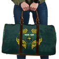 Custom Kangaroos Rugby Travel Bag Polynesian Tribal Pattern Green Gold National Team
