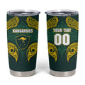 Custom Kangaroos Rugby Tumbler Cup Polynesian Tribal Pattern Green Gold National Team