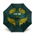Custom Kangaroos Rugby Umbrella Polynesian Tribal Pattern Green Gold National Team