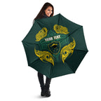 Custom Kangaroos Rugby Umbrella Polynesian Tribal Pattern Green Gold National Team