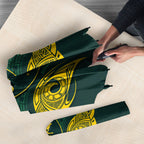 Custom Kangaroos Rugby Umbrella Polynesian Tribal Pattern Green Gold National Team
