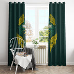 Custom Kangaroos Rugby Window Curtain Polynesian Tribal Pattern Green Gold National Team