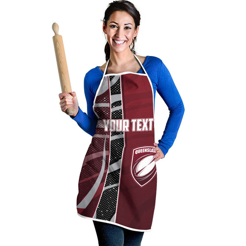 Personalized Queensland Oztag Apron Abstract Wave And Dotted Pattern Sports