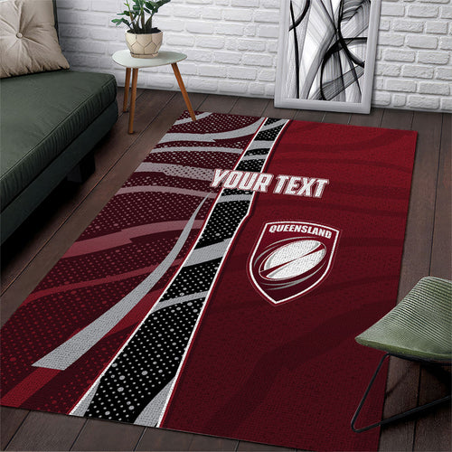 Personalized Queensland Oztag Area Rug Abstract Wave And Dotted Pattern Sports