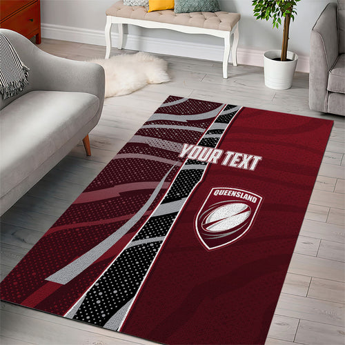 Personalized Queensland Oztag Area Rug Abstract Wave And Dotted Pattern Sports