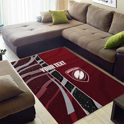 Personalized Queensland Oztag Area Rug Abstract Wave And Dotted Pattern Sports