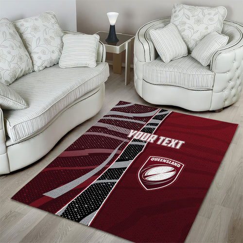 Personalized Queensland Oztag Area Rug Abstract Wave And Dotted Pattern Sports