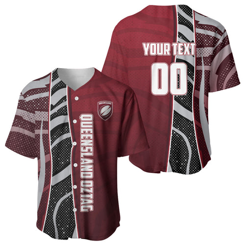 Personalized Queensland Oztag Baseball Jersey Abstract Wave And Dotted Pattern Sports