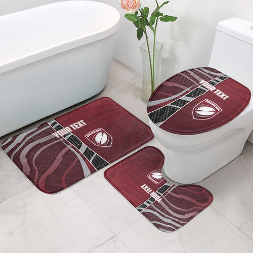Personalized Queensland Oztag Bathroom Set Abstract Wave And Dotted Pattern Sports