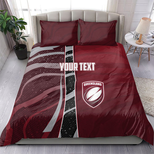Personalized Queensland Oztag Bedding Set Abstract Wave And Dotted Pattern Sports